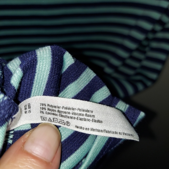 Free people beach striped aqua and navy dress mini med warm weather travel - Picture 4 of 4